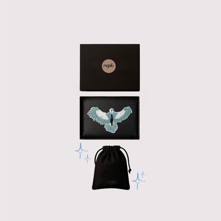 SML Blue Embroidered Brooch Set