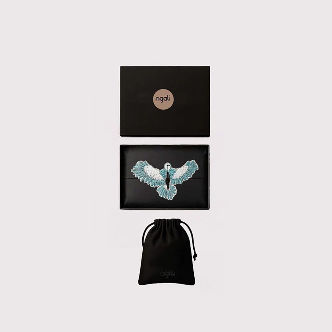 Small Sky Embroidered Bunjil Brooch