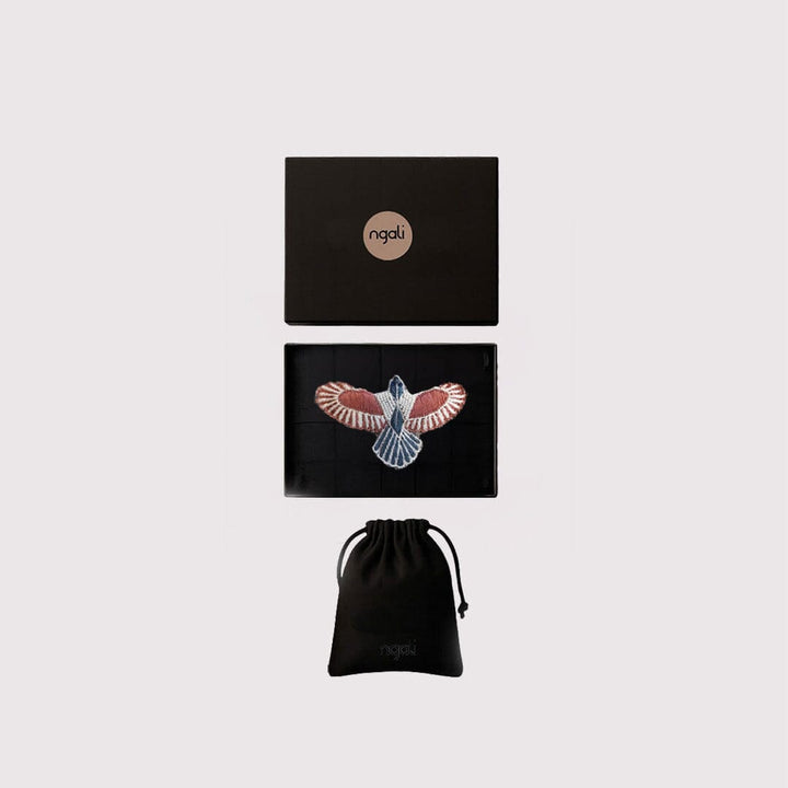 Small Dusky Pink Embroidered Bunjil Brooch