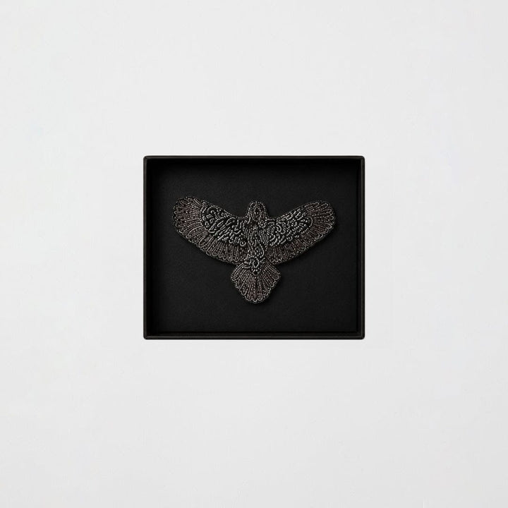 Small Black Embroidered Bunjil Brooch
